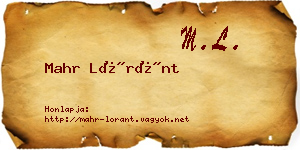 Mahr Lóránt névjegykártya